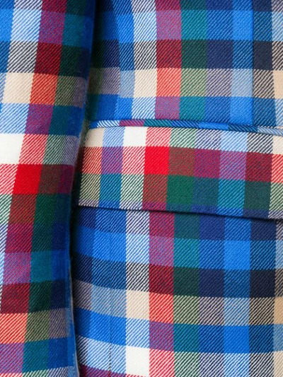 苏格兰格纹斜纹高袖笼单排扣西装外套