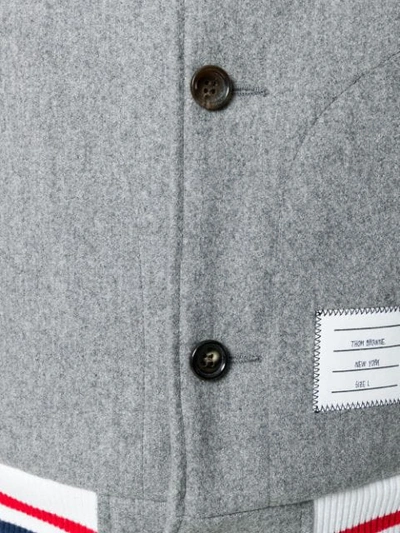 Shop Thom Browne Button Front Melton Wool Varsity Jacket - Grey