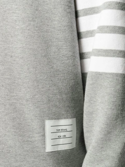 Shop Thom Browne Stripe Sleeve Cotton Sweatshirt In Grey
