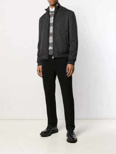 Shop Corneliani Plaid Print Jacket In Grey