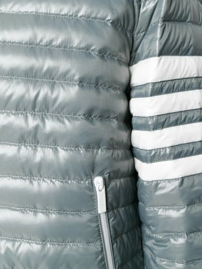 Shop Thom Browne 4-bar Stripe Satin Finish Quilted Down-filled Tech Jacket In Grey