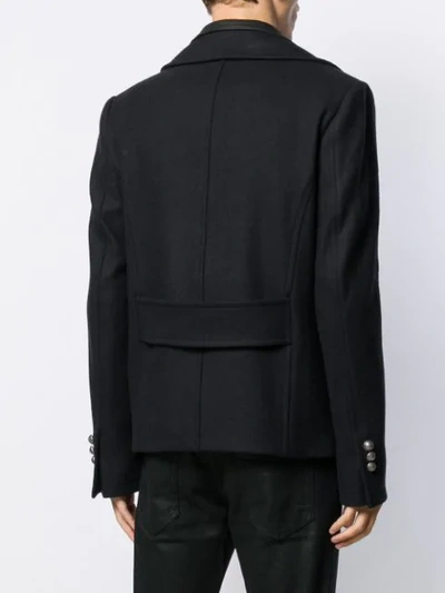 BALMAIN TWO-COLLAR DOUBLE-BREASTED COAT - 蓝色