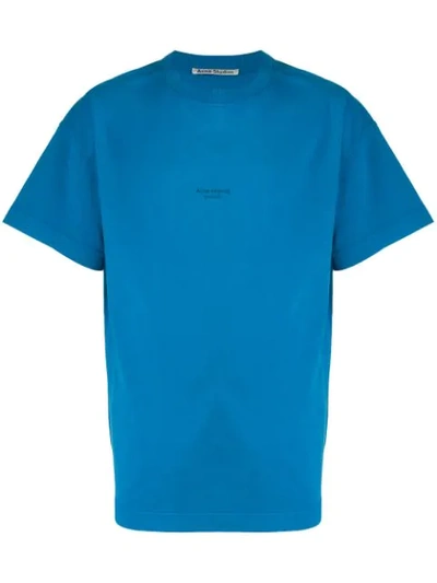 Shop Acne Studios Inverted Logo Print T-shirt In Aak-electric Blue
