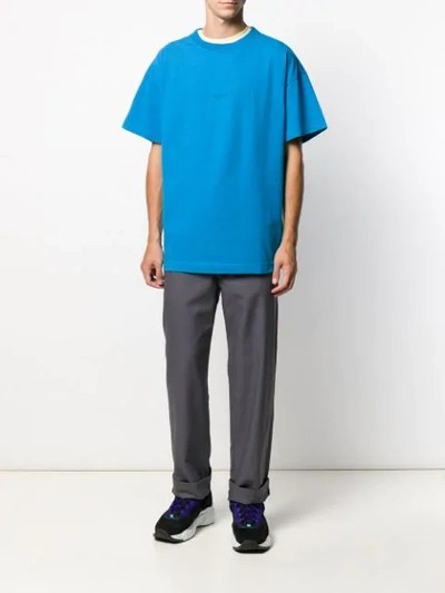 Shop Acne Studios Inverted Logo Print T-shirt In Aak-electric Blue