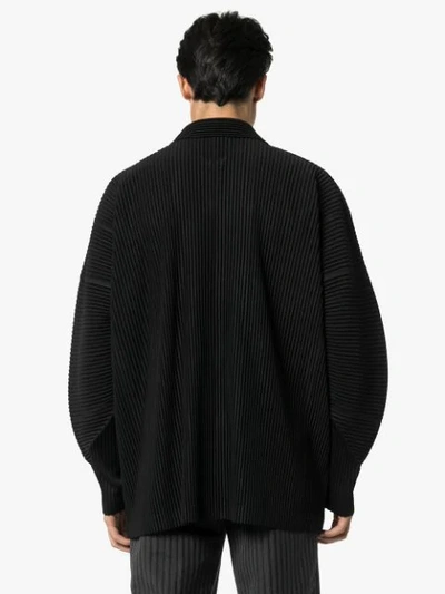 Shop Issey Miyake Micro-pleated Long-sleeve Shirt In Black