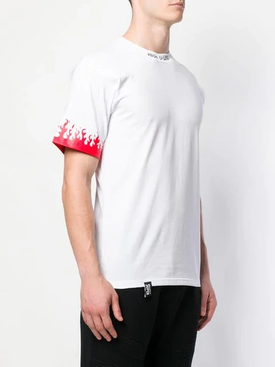 Shop Vision Of Super Flame Sleeve T-shirt - White