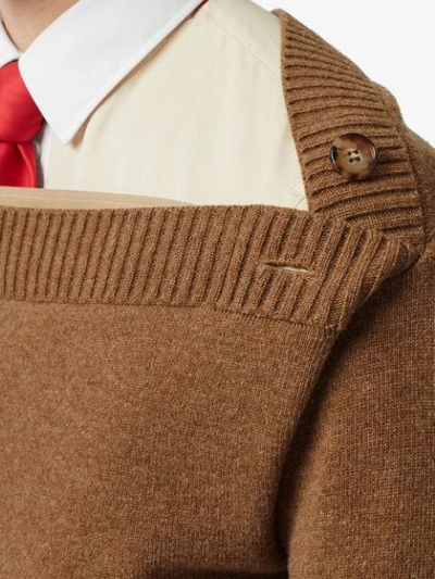Shop Burberry Boat Neck Wool Sweater In Brown