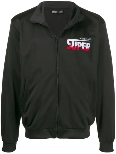 Shop Vision Of Super Flames Logo Jacket In Black