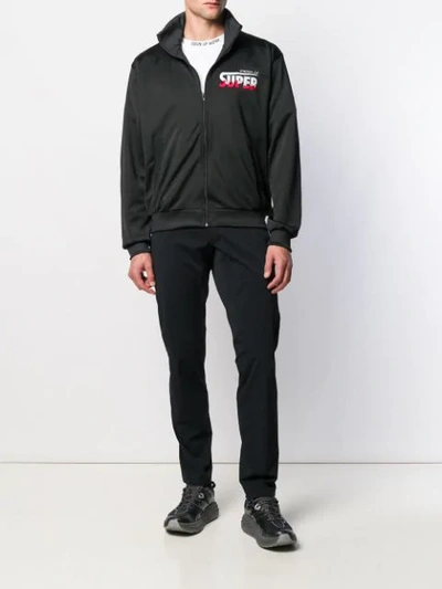 Shop Vision Of Super Flames Logo Jacket In Black