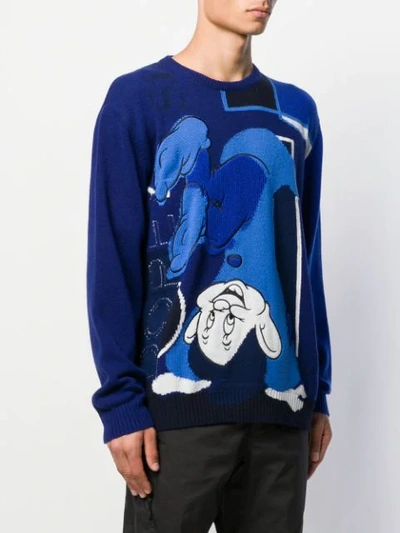 Shop Iceberg Crew-neck Printed Sweater In Blue