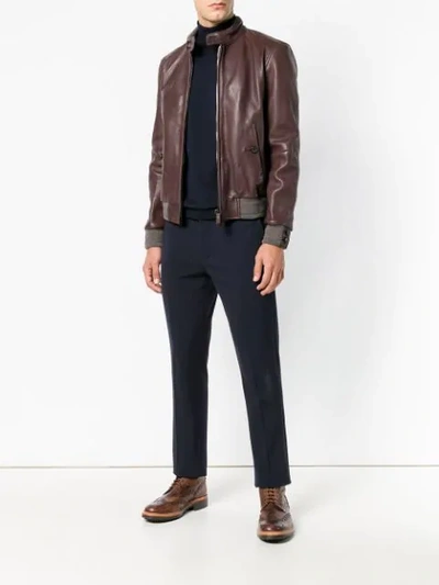 Shop Jacob Cohen Relaxed Bomber Jacket - Brown