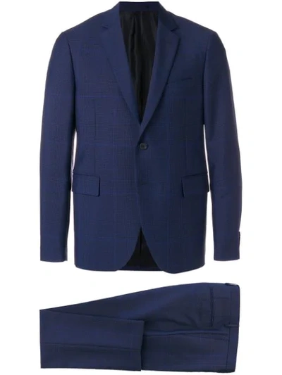 Shop Versace Classic Checked Suit - Blue