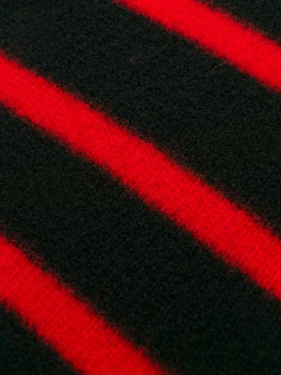 Shop Saint Laurent Striped Knitted Jumper In Black