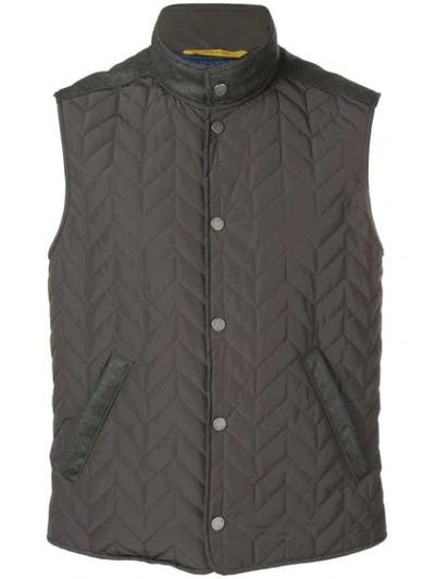 Shop Canali Quilted Gilet In Grey