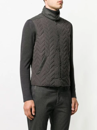 Shop Canali Quilted Gilet In Grey