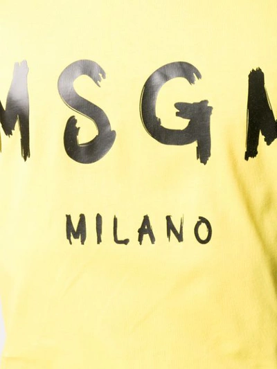 Shop Msgm Logo Print T In Yellow