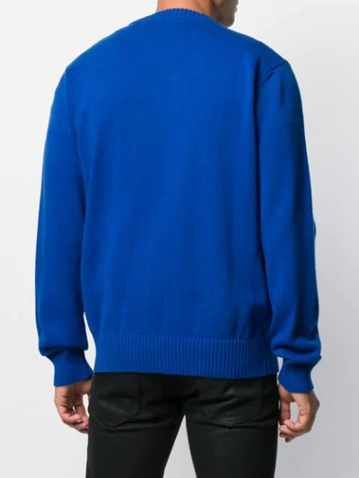 Shop Diesel Logo Intarsia Sweater In Blue