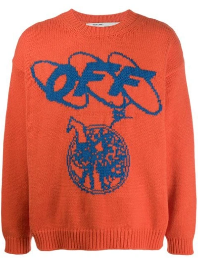 Shop Off-white Knitted Logo Sweater In Orange