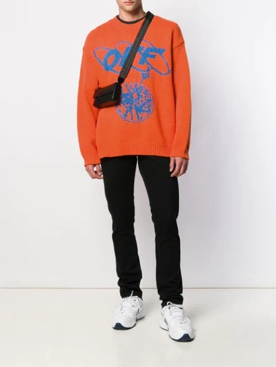 Shop Off-white Knitted Logo Sweater In Orange