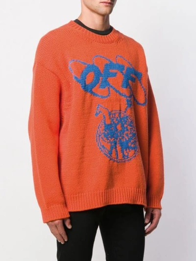 Shop Off-white Knitted Logo Sweater In Orange