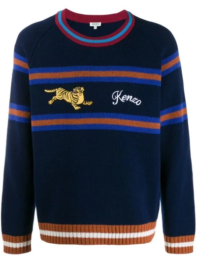 Shop Kenzo Jumping Tiger Sweater In Blue