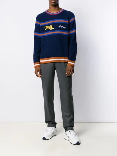 Shop Kenzo Jumping Tiger Sweater In Blue