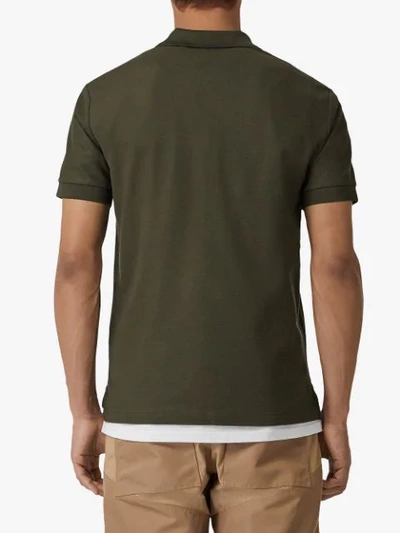 Shop Burberry Monogram Motif Cotton Piqué Polo Shirt In Green