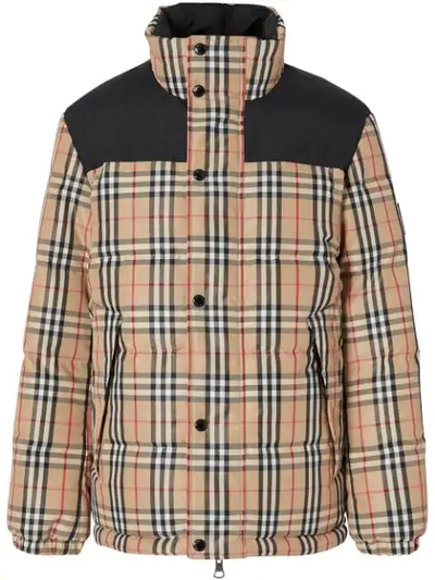 Shop Burberry Vintage Check Puffer Jacket In Neutrals