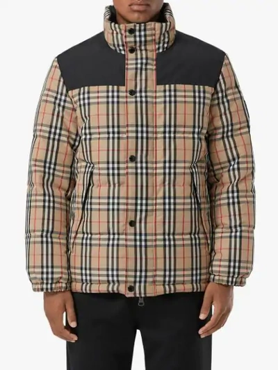 Shop Burberry Vintage Check Puffer Jacket In Neutrals