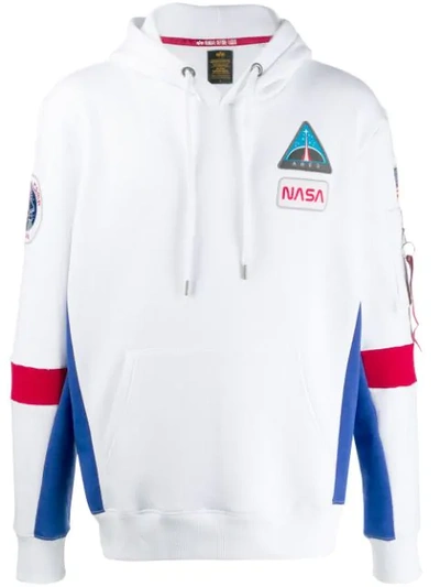 Shop Alpha Industries Nasa Color Block Hoodie In White