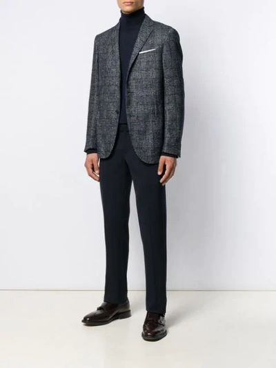 Shop Corneliani Check Pattern Blazer In Blue