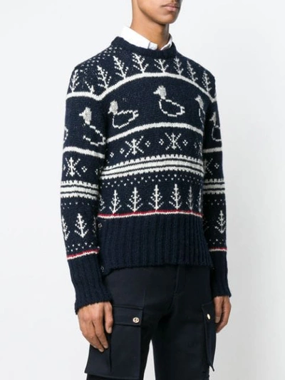 Shop Thom Browne Rwb Stripe Duck Icon Pullover In 415 Navy