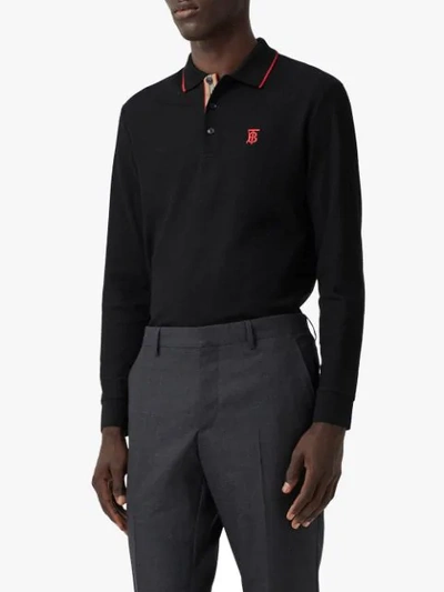 Shop Burberry Monogram Piqué Polo Shirt In Black