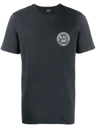 Shop Apc Logo Print T In Iak Dark Navy