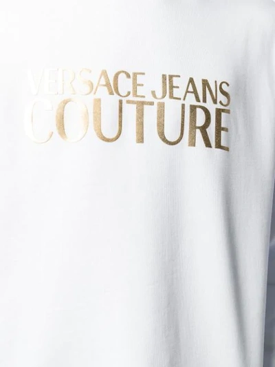 Shop Versace Jeans Couture Metallic Logo Jumper In White