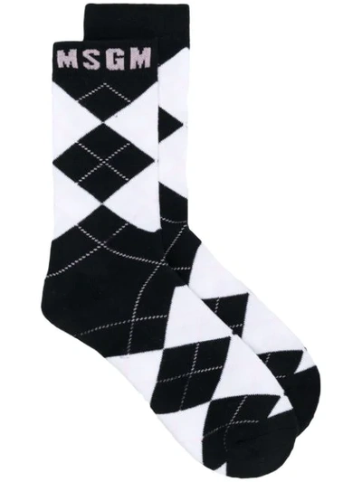 Shop Msgm Argyle Socks - Black