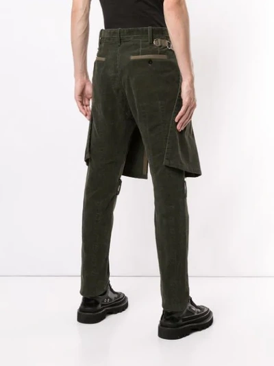 Shop Sacai Layered Straight Leg Trousers In 501 Khaki