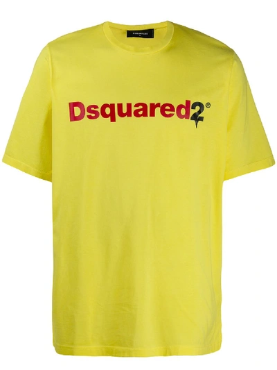 Shop Dsquared2 Logo Print T In Yellow