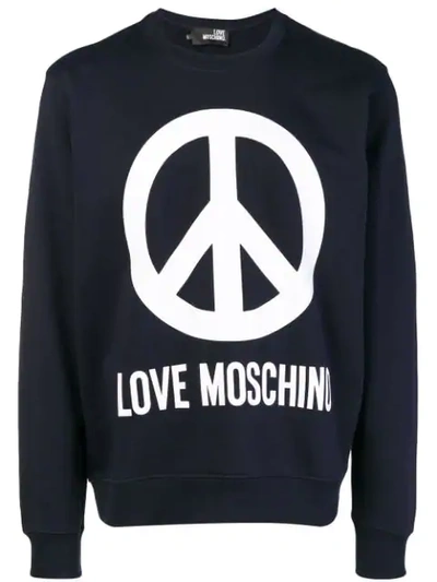 Shop Love Moschino Logo Patch Sweatshirt - Blue