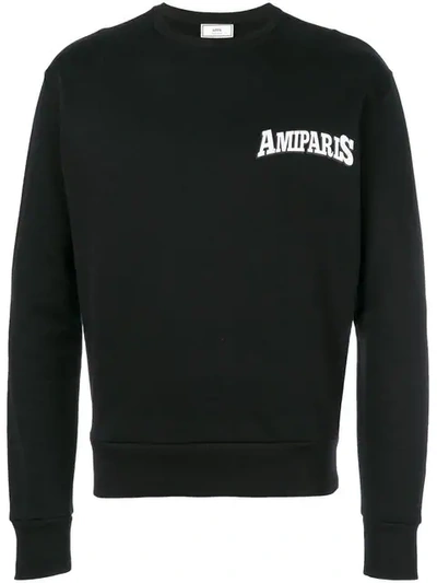 Shop Ami Alexandre Mattiussi Ami Paris Print Sweatshirt In Black