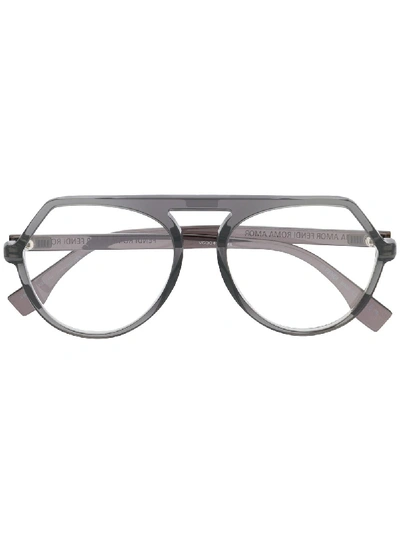 Shop Fendi Round Frame Glasses In 黑色
