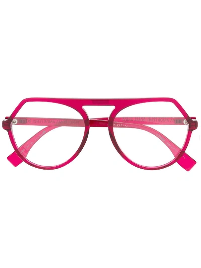 Shop Fendi Round Frame Glasses In Red