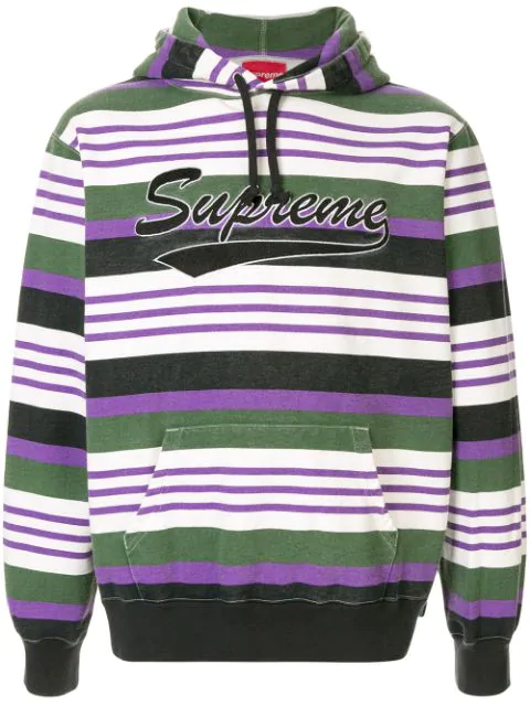 supreme striped hooded sweatshirt purple