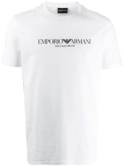 Shop Emporio Armani Logo Print T-shirt In White