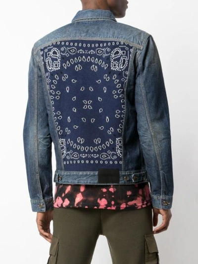 Shop Alanui Bandana Insert Denim Jacket In Blue