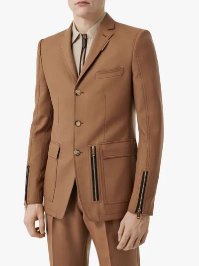 Shop Burberry Zip Detail Jacket In Brown
