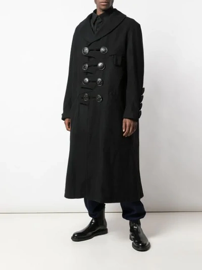 Shop Yohji Yamamoto Big Button Loofah Coat In Black