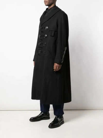 Shop Yohji Yamamoto Big Button Loofah Coat In Black