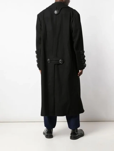 Shop Yohji Yamamoto Big Button Loofah Coat In Black