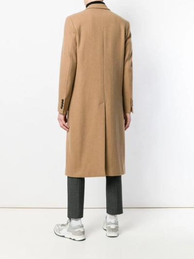 Shop Ami Alexandre Mattiussi Double Breasted Long Coat In Neutrals